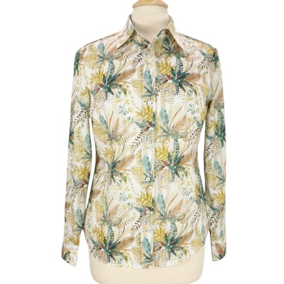 Margaret O'Leary Tops - Margaret‎ O'Leary Shirt womens XS tropical leaf pint button front long sleeve